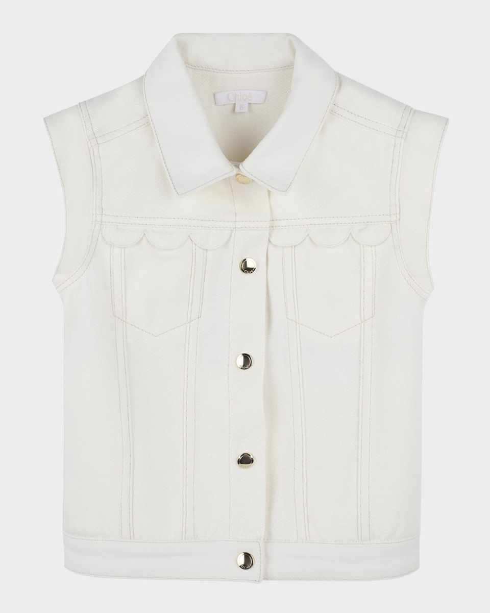 Girl's Denim Sleeveless Waistcoat, Size 8-